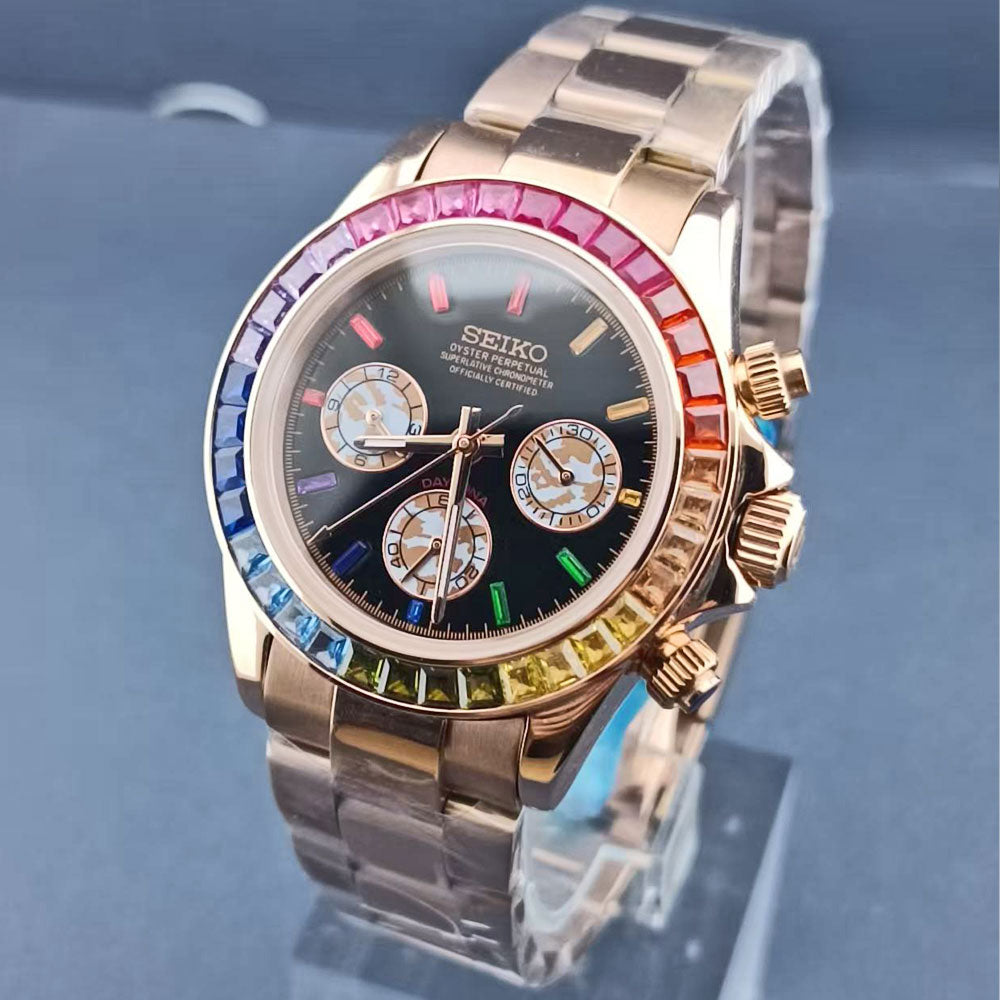 SeikoMod Daytona Rose Gold - Ice Rainbow
