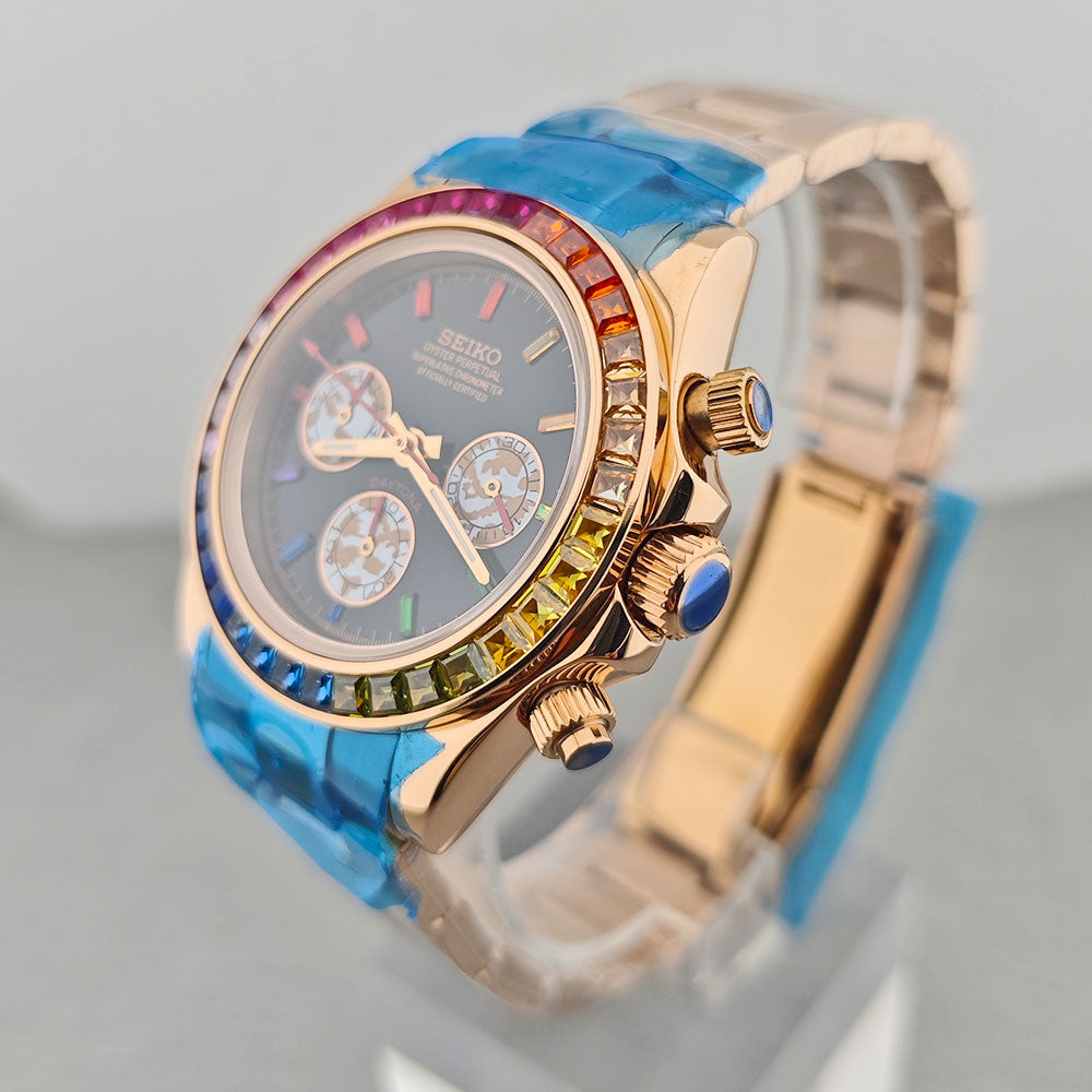SeikoMod Daytona Rose Gold - Ice Rainbow