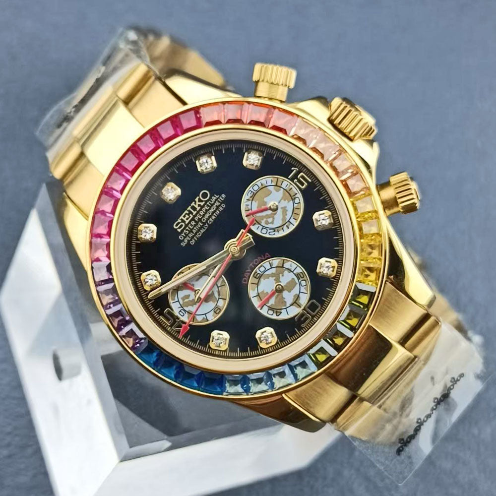SeikoMod Daytona Rose Gold - Ice Rainbow