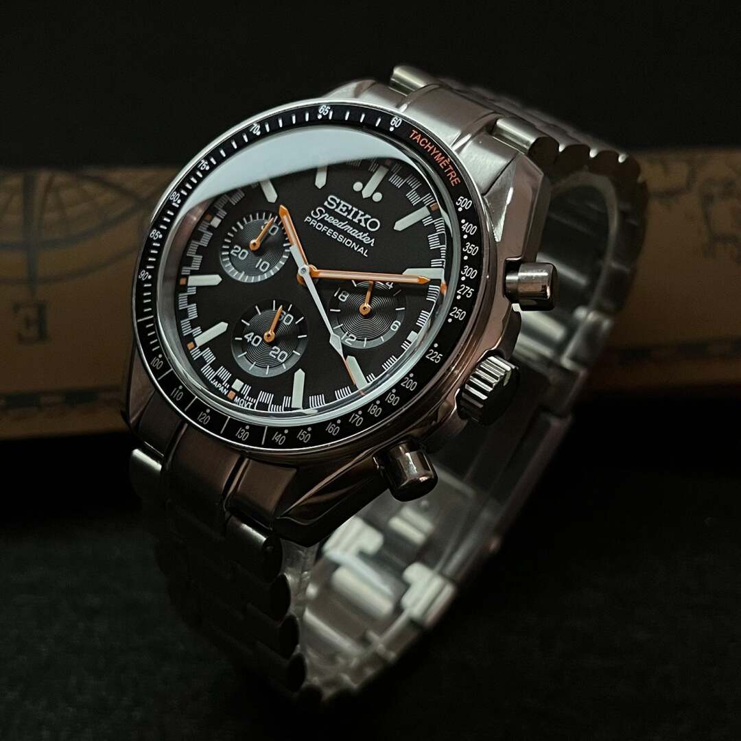SeikoMod Speedmaster Moonwatch Black - Orange