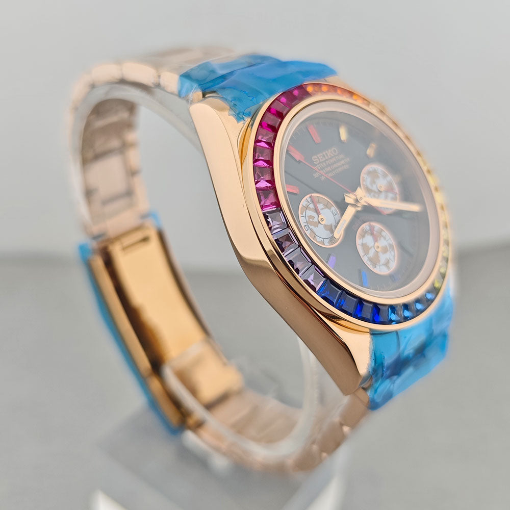 SeikoMod Daytona Rose Gold - Ice Rainbow