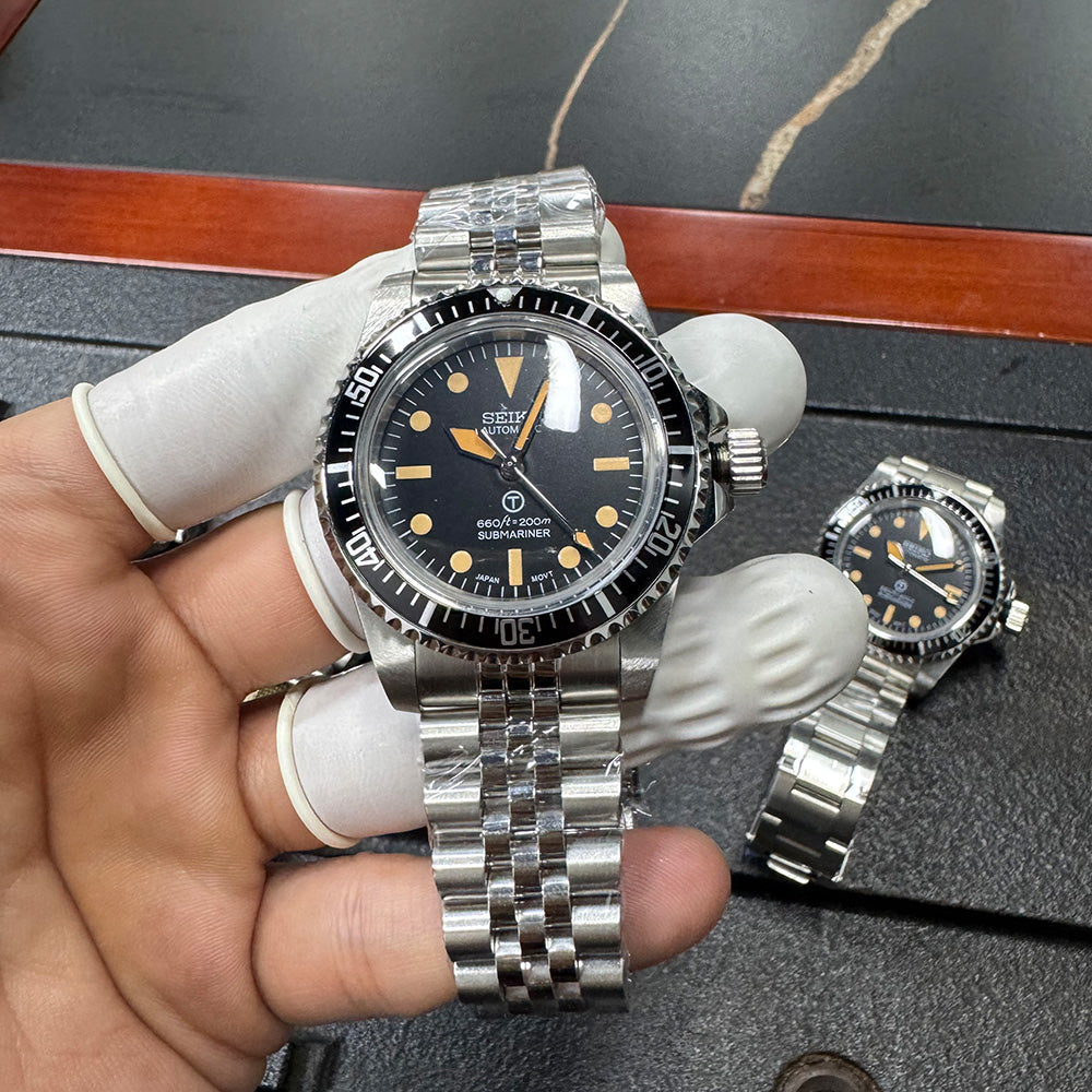 SeikoMod Submariner Vintage Black 200m