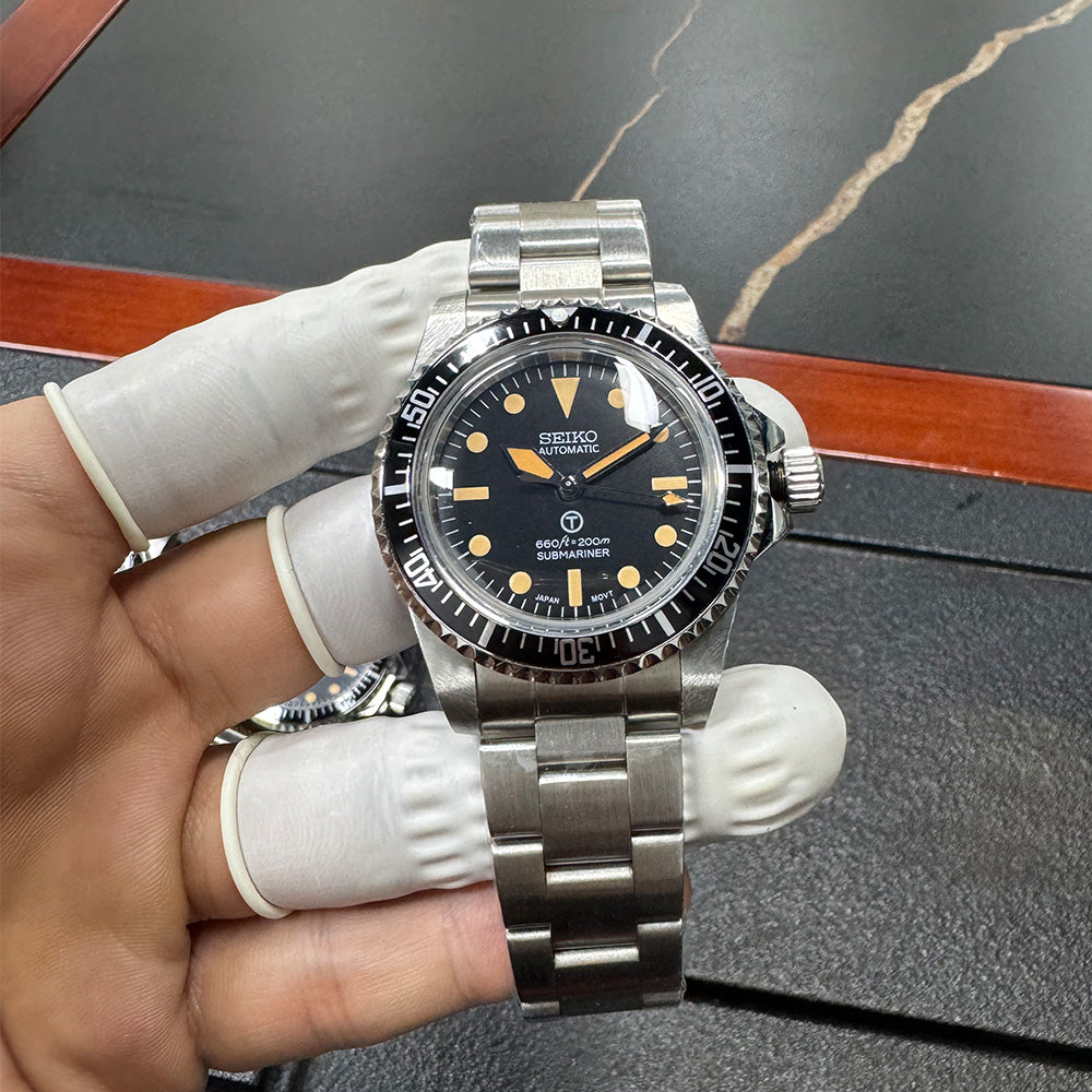 SeikoMod Submariner Vintage Black 200m