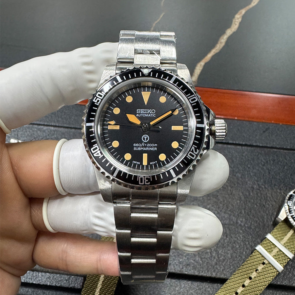 SeikoMod Submariner Vintage Black 200m