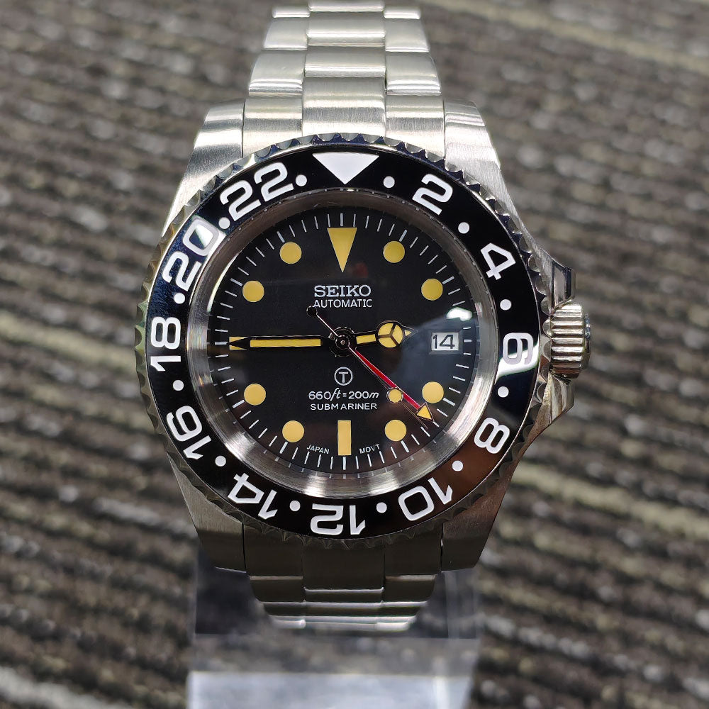 Custom SeikoVintage Milsub GMT JB Mod - 44MM - Steel 904L