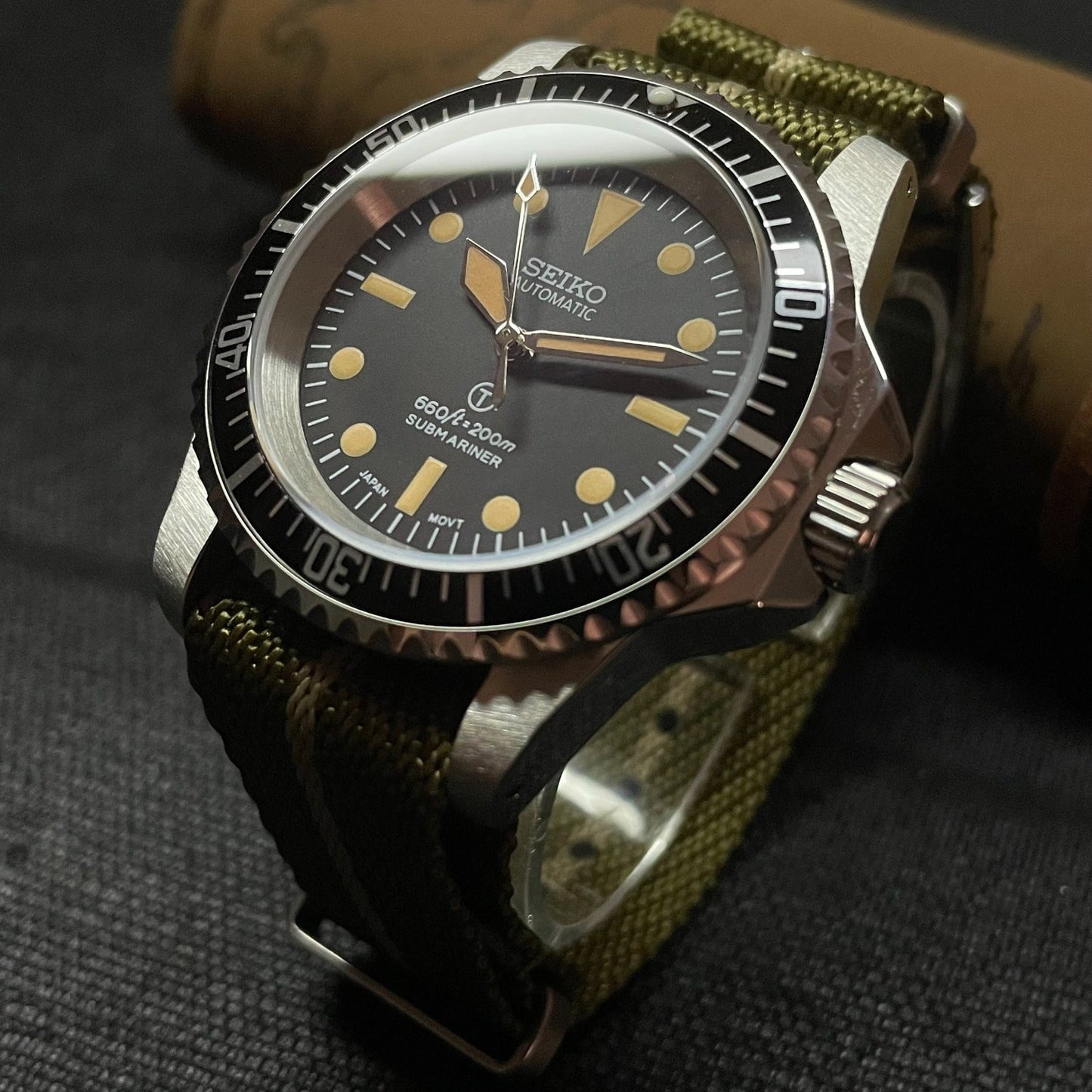 SeikoMod Submariner Vintage Black 200m