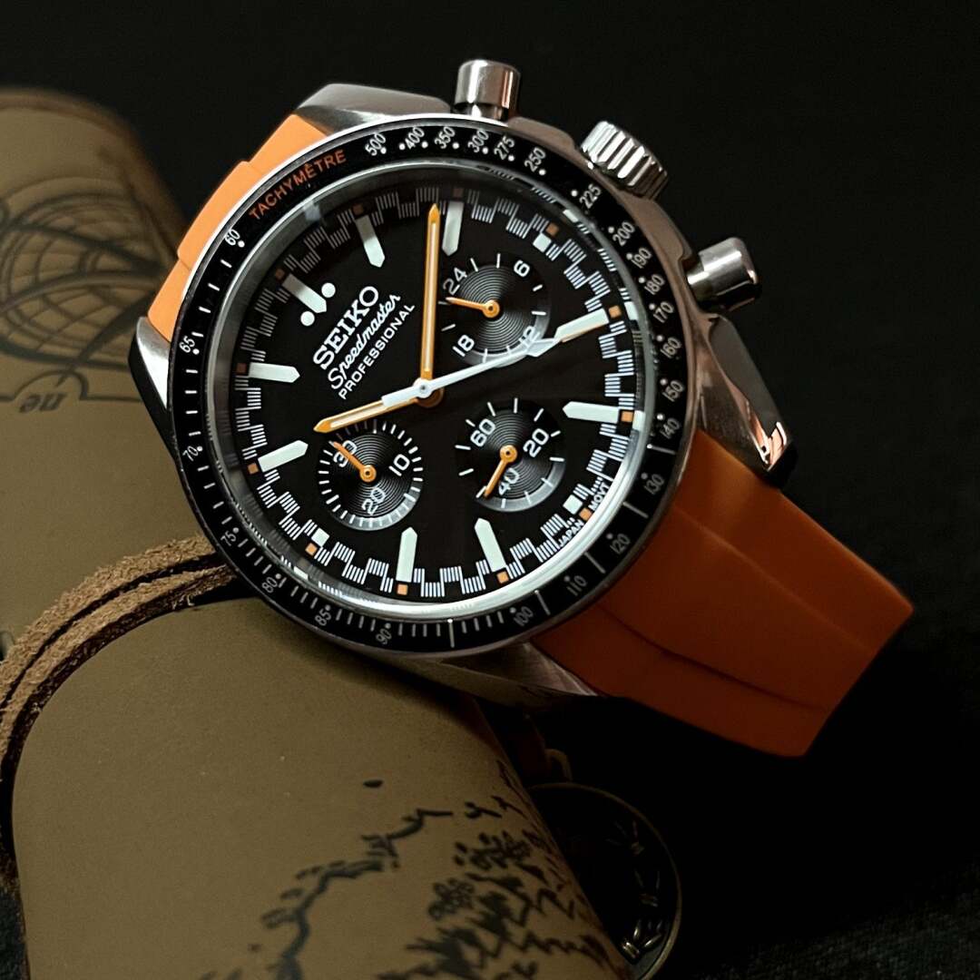 SeikoMod Speedmaster Moonwatch Black - Orange