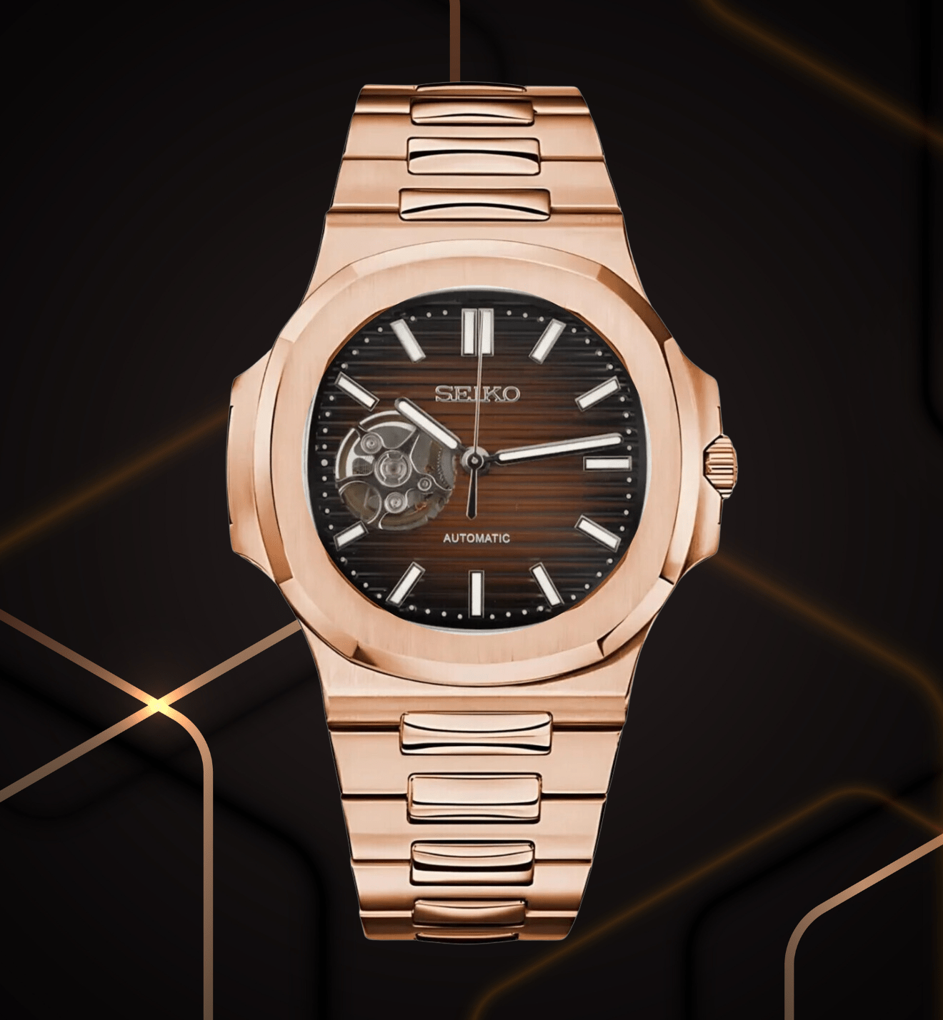 SeikoMod Nautilus (Open Heart) Rose Gold