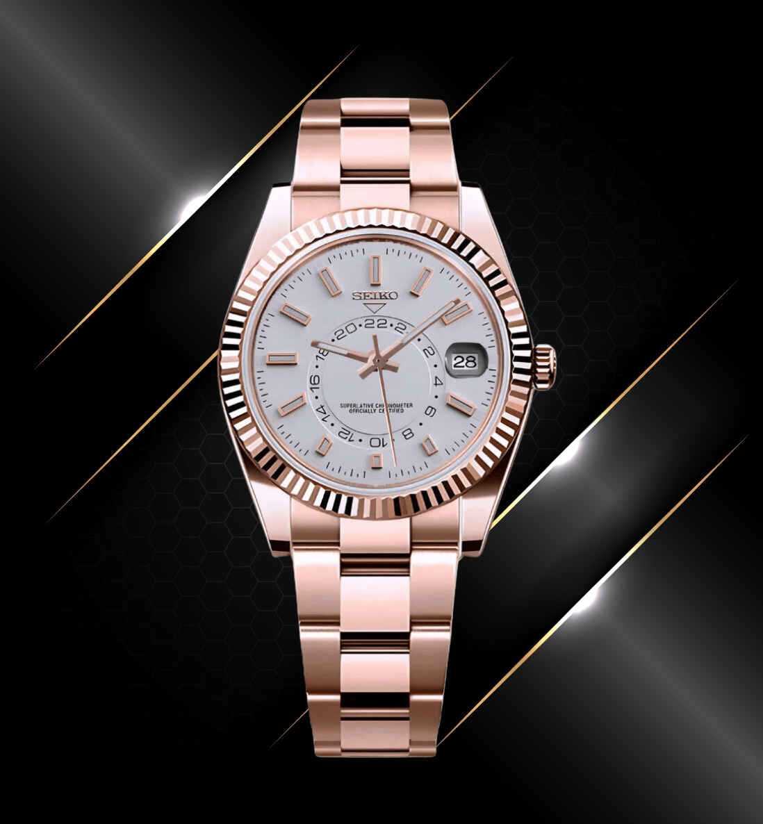 SeikoMod Sky-Dweller Rose Gold Classic White