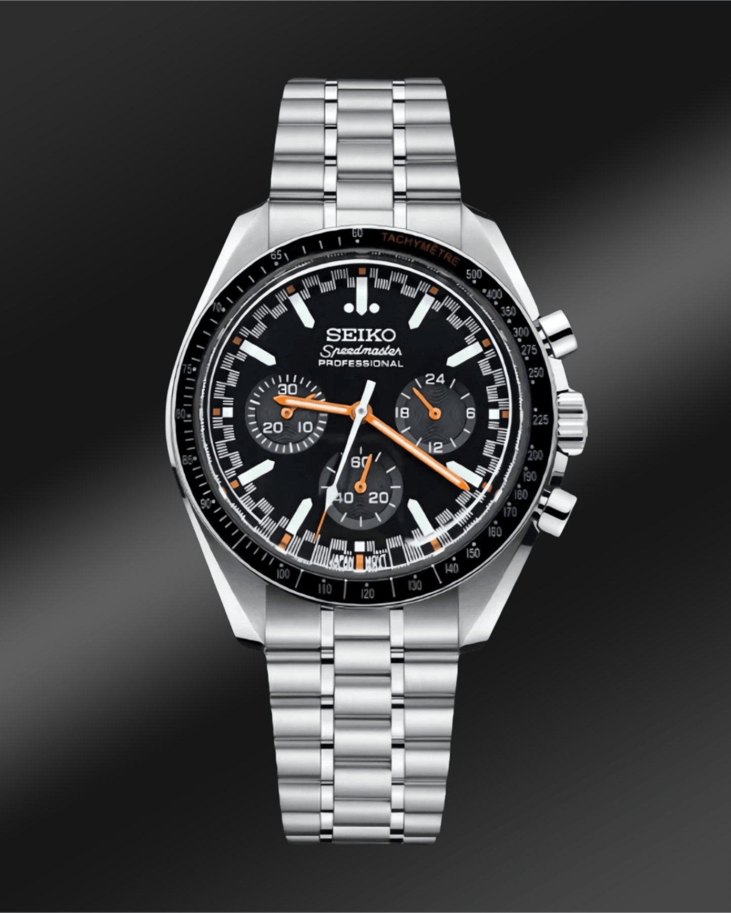 SeikoMod Speedmaster Moonwatch Black - Orange