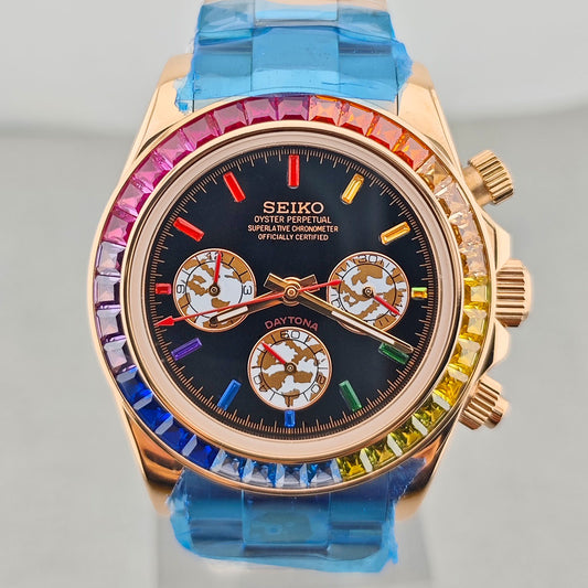 SeikoMod Daytona Silver - Rainbow