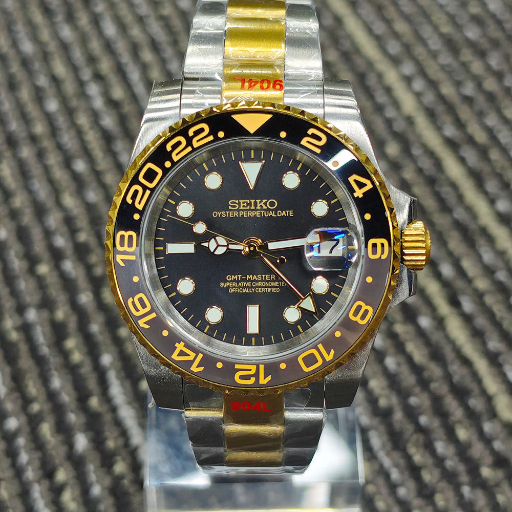 SeikoMod GMT Twotone Gold Black