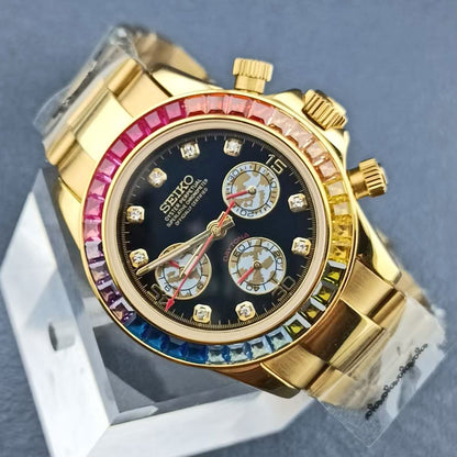 SeikoMod Daytona Rose Gold - Ice Rainbow