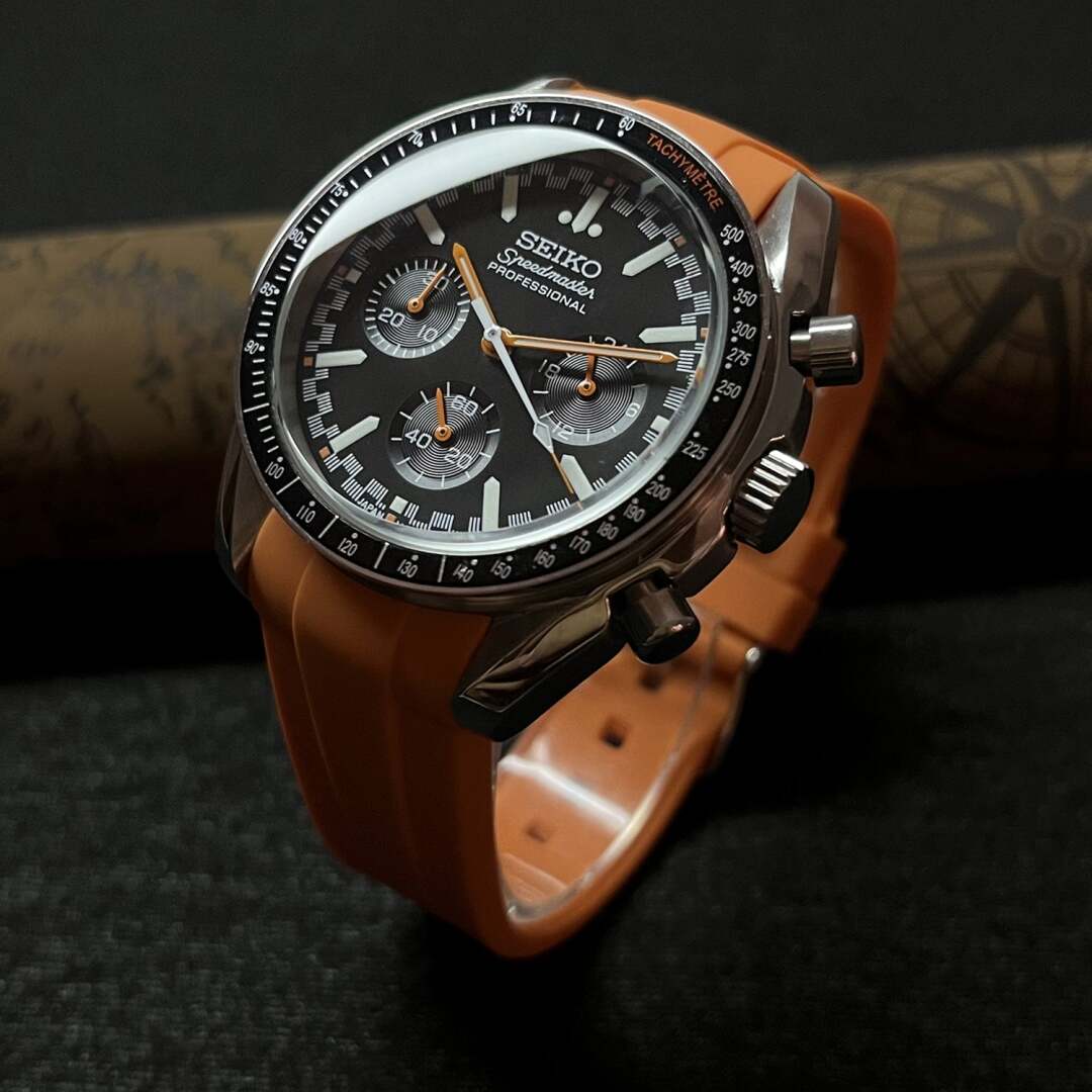 SeikoMod Speedmaster Moonwatch Black - Orange