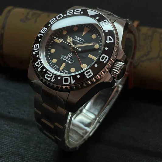 Custom SeikoVintage Milsub GMT JB Mod - 44MM - Steel 904L