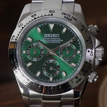 SeikoMod Daytona Silver Green