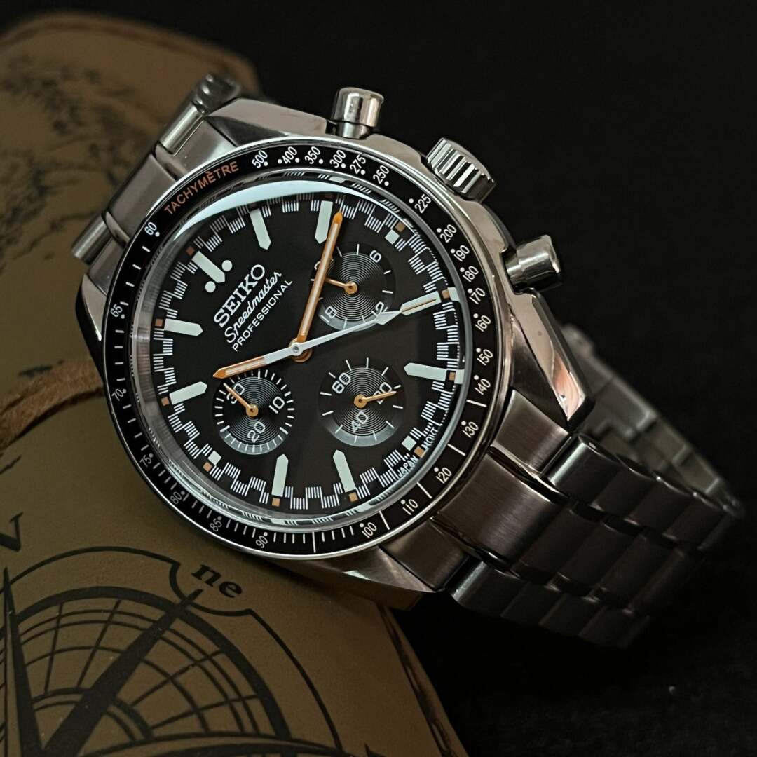SeikoMod Speedmaster Moonwatch Black - Orange