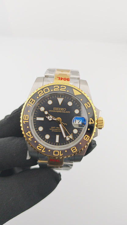 SeikoMod GMT Twotone Gold Black