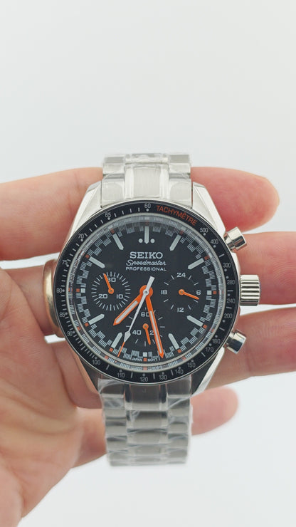 SeikoMod Speedmaster Moonwatch Black - Orange
