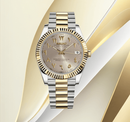 SeikoMod Datejust Arabic Gold - Pearl White