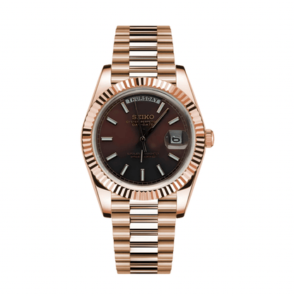 SeikoMod Day-Date Rose Gold Chocolate