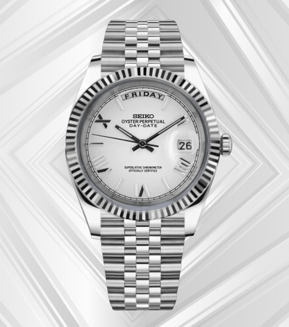 SeikoMod Day-Date White Roman