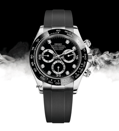 SeikoMod Daytona Black Gem Diamond dial