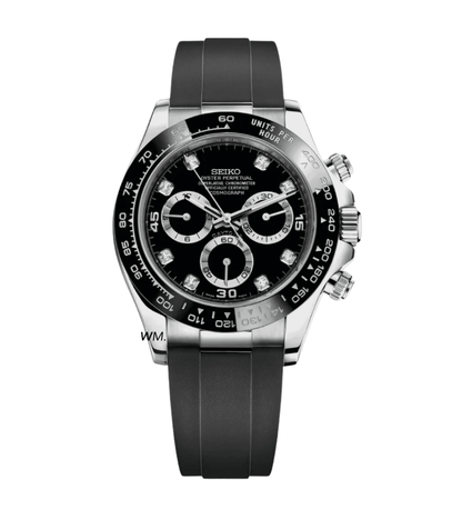 SeikoMod Daytona Black Gem Diamond dial